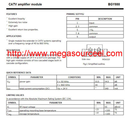 CAT Uygulaması BGY888 Amplifikatörler-Video Amfileri ve Modülleri Integrated Circuit Chip